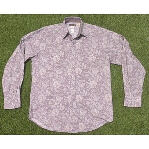 NWT Stetson Western Pearl Snap Shirt Mens Large L Gray Paisley Floral Cotton LS